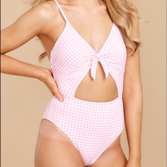 pink gingham bathing suit